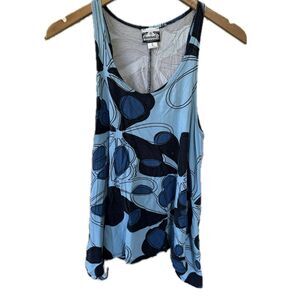 Manuhealii Women's Hawaiian Floral Retro A Line Shark Bite Hem Tank Top S